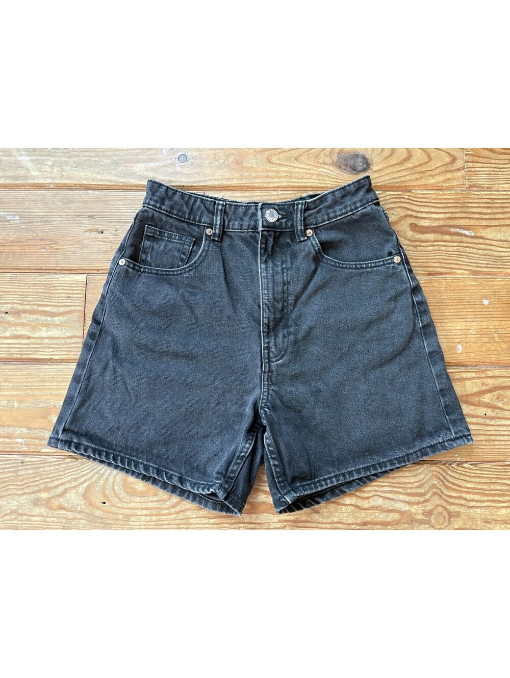 Zara Black High Waisted Denim Shorts 100% Cotton Size 4